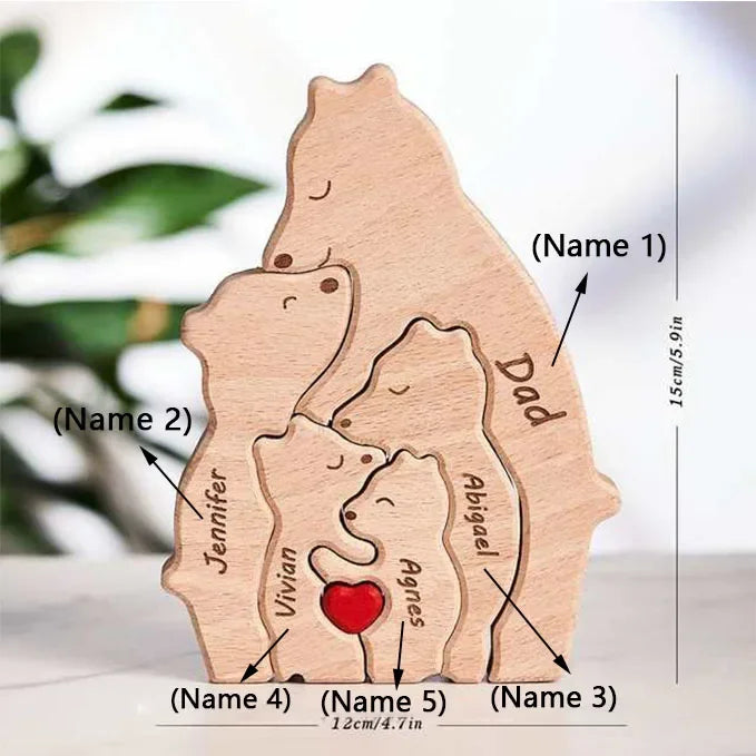 Customizable 3D Wooden Bear Art Decor Laser-Cut Handcrafted Warm Sentimental Gift for Mom Family Friends This Christmas