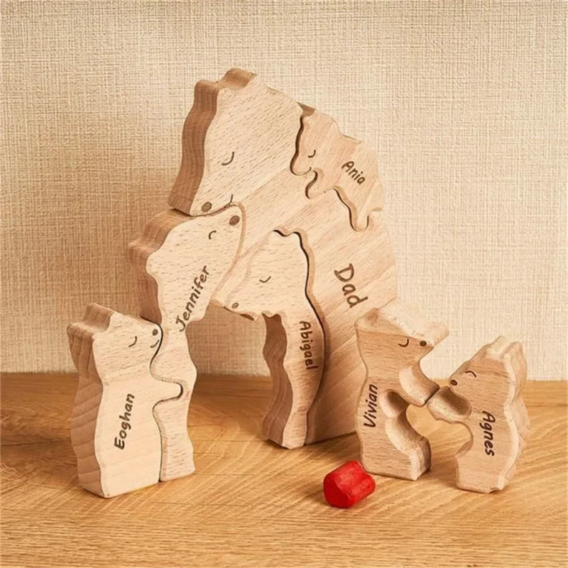 Customizable 3D Wooden Bear Art Decor Laser-Cut Handcrafted Warm Sentimental Gift for Mom Family Friends This Christmas