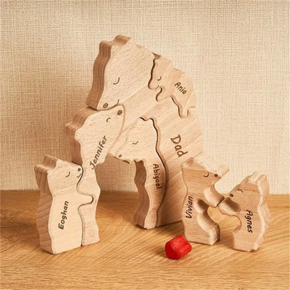 Customizable 3D Wooden Bear Art Decor Laser-Cut Handcrafted Warm Sentimental Gift for Mom Family Friends This Christmas