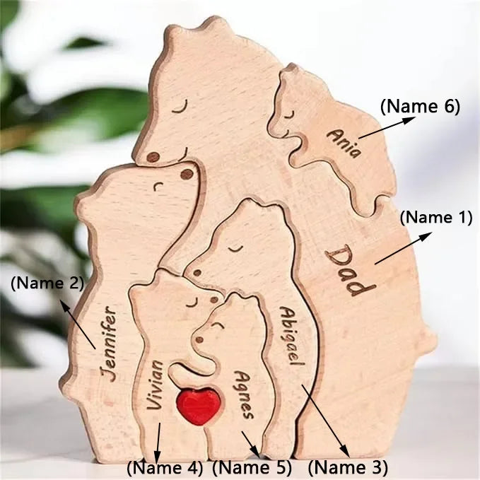 Customizable 3D Wooden Bear Art Decor Laser-Cut Handcrafted Warm Sentimental Gift for Mom Family Friends This Christmas