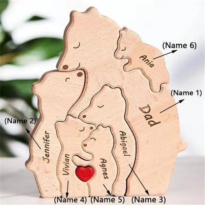 Customizable 3D Wooden Bear Art Decor Laser-Cut Handcrafted Warm Sentimental Gift for Mom Family Friends This Christmas
