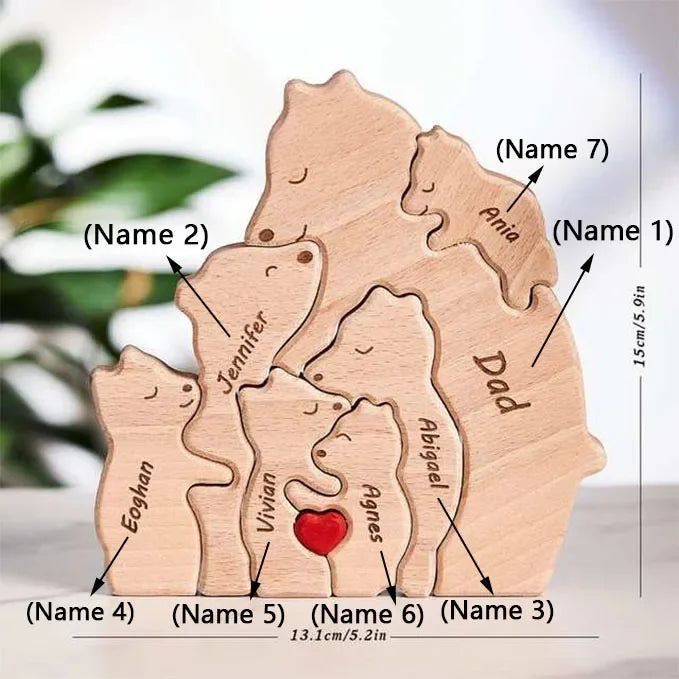 Customizable 3D Wooden Bear Art Decor Laser-Cut Handcrafted Warm Sentimental Gift for Mom Family Friends This Christmas