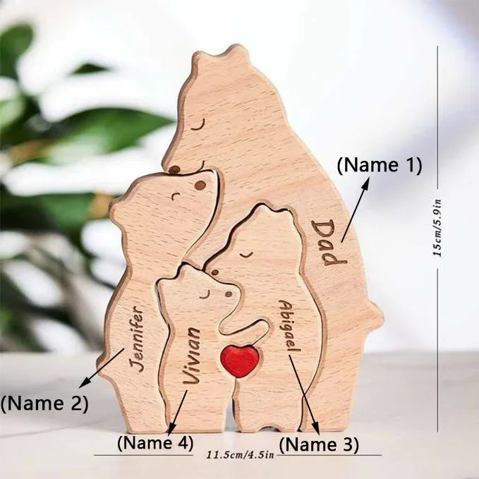 Customizable 3D Wooden Bear Art Decor Laser-Cut Handcrafted Warm Sentimental Gift for Mom Family Friends This Christmas
