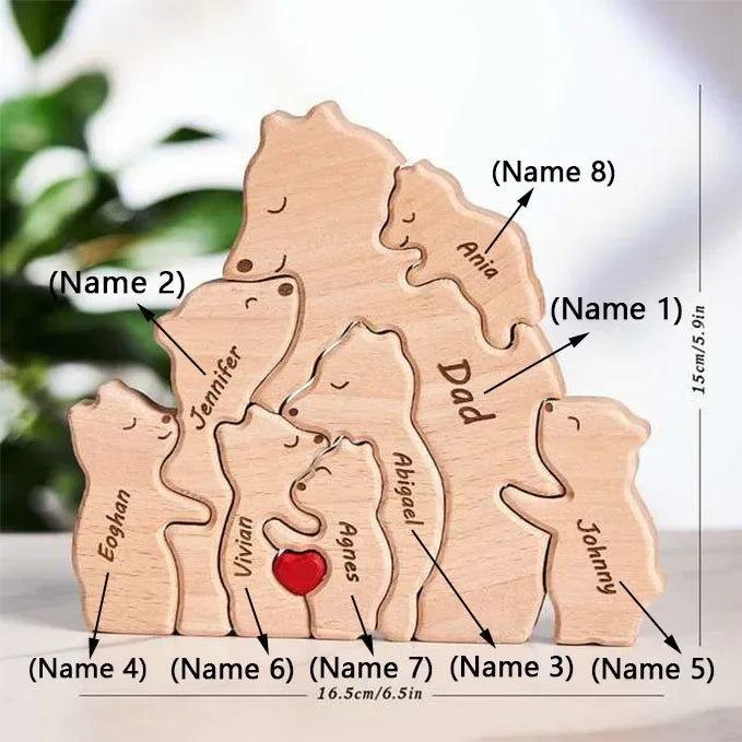 Customizable 3D Wooden Bear Art Decor Laser-Cut Handcrafted Warm Sentimental Gift for Mom Family Friends This Christmas