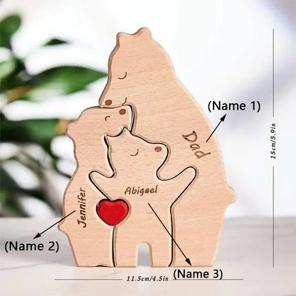 Customizable 3D Wooden Bear Art Decor Laser-Cut Handcrafted Warm Sentimental Gift for Mom Family Friends This Christmas