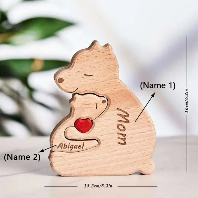 Customizable 3D Wooden Bear Art Decor Laser-Cut Handcrafted Warm Sentimental Gift for Mom Family Friends This Christmas